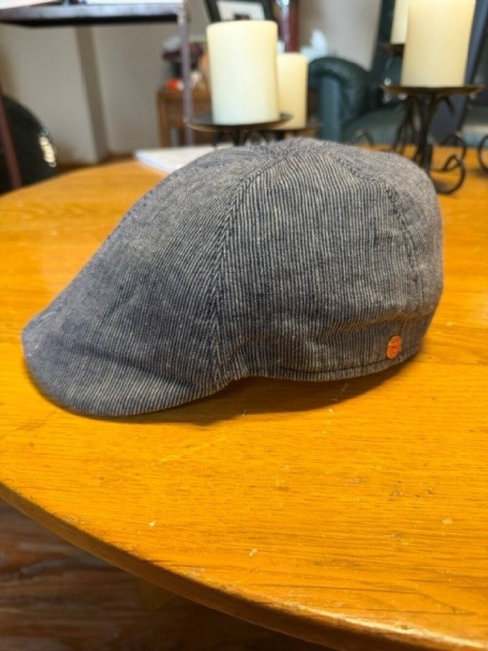 Mayser Paddy Stripes Linen Flat Cap - Navy Size 62 cm